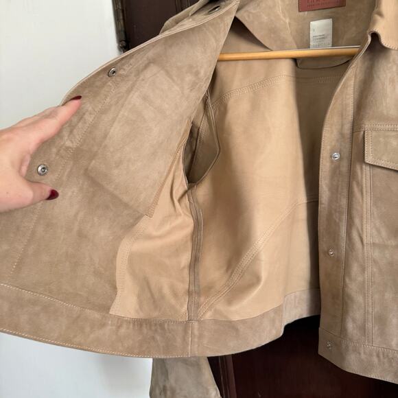 YARGICI Premium Essentials | Tan Suede Denim-style Light Leather Jacket  | Small - Picture 6 of 9